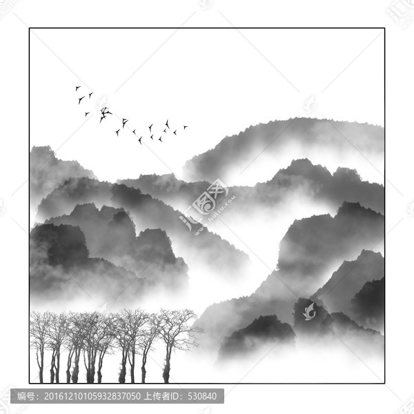 水墨山水畫,古風裝飾畫