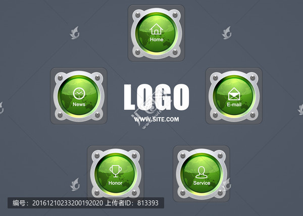 金屬質(zhì)感立體按鈕導(dǎo)航素材