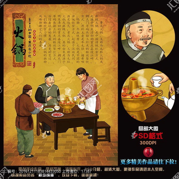重庆火锅画,古代人物,饮食文化