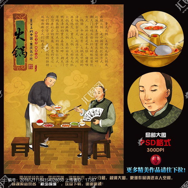 重慶火鍋畫,古代人物,飲食文化