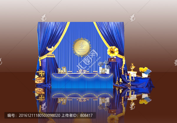 寶藍(lán)色歐式復(fù)古簽到區(qū)效果圖設(shè)計(jì)