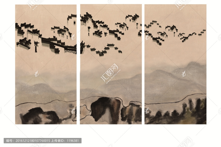 現代山水裝飾畫,不分層