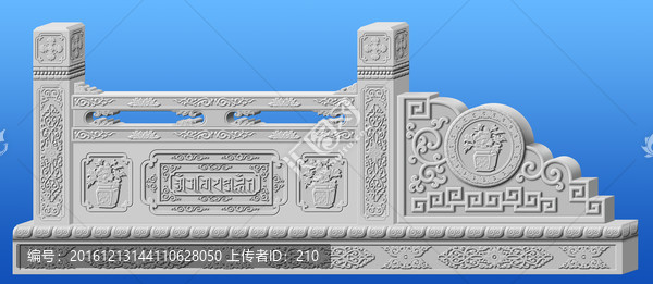 藏族欄桿效果圖,八字真言