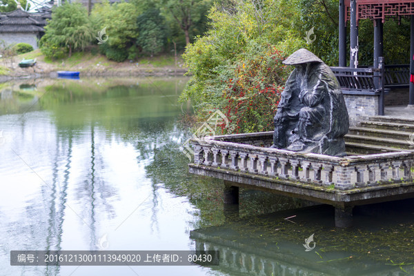 姜太公,鉤魚,雕塑,名人雕塑