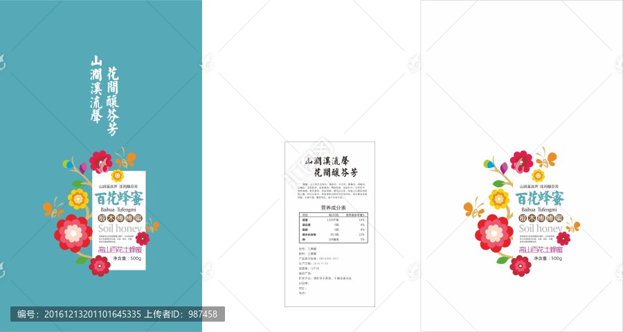 百花蜂蜜包裝展開圖