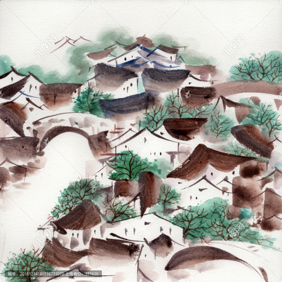 江南水鄉(xiāng)水彩畫素材