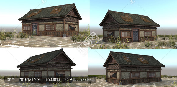 3D古建模型破舊民房民居