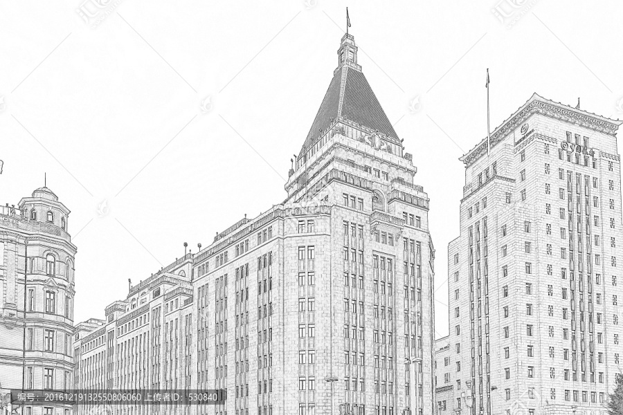 上海外灘建筑線(xiàn)描