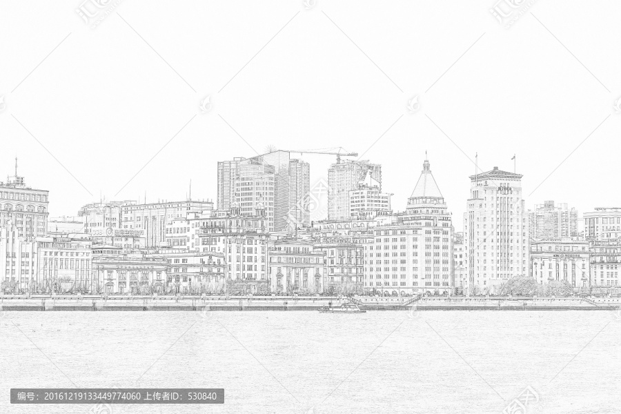 上海外灘建筑線描