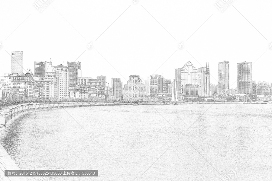 上海外灘建筑線描