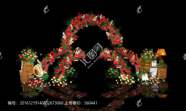 紅色復(fù)古美式田園婚禮主背景