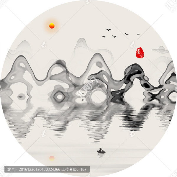 抽象水墨山水,禪意水墨