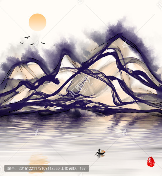 抽象潑墨山水,水墨畫(huà)
