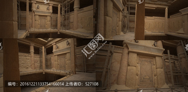 3D模型,埃及遺跡,豎井