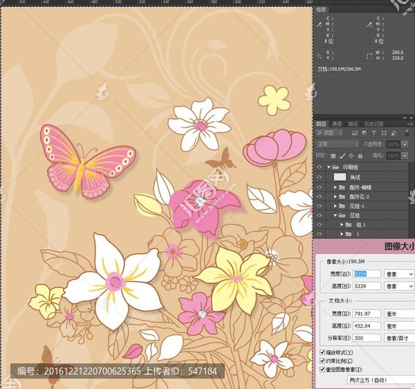 蝴蝶與花,分層