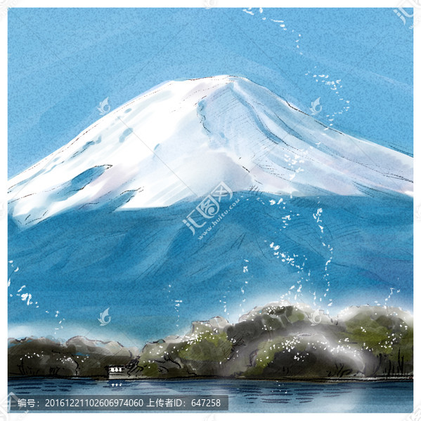 富士山淡彩