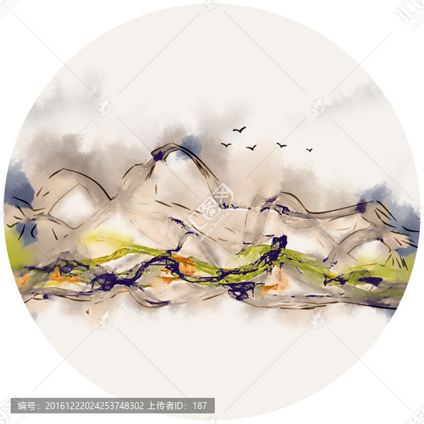 抽象水墨山水畫
