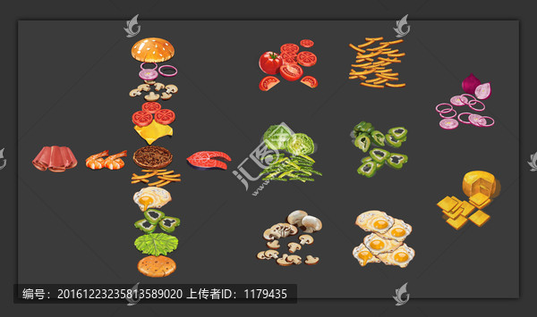 8种手绘食材烹饪发烧友游戏UI
