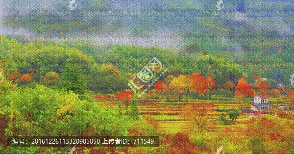 風景油畫,,塔川秋色