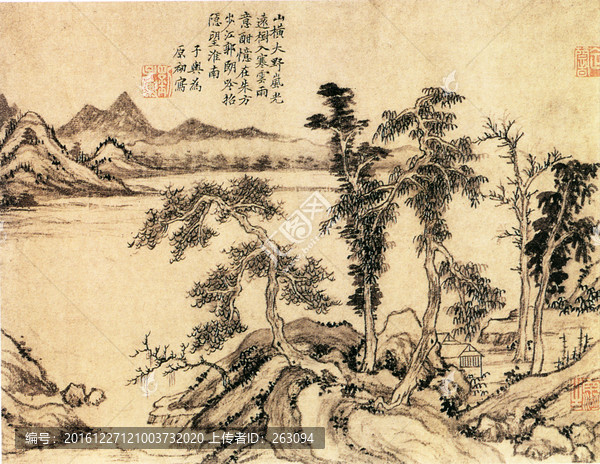 劉堪,蔬林遠山圖
