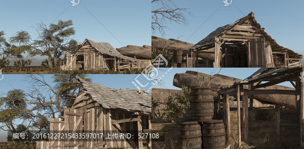 3Dmax墨西哥荒野木板房