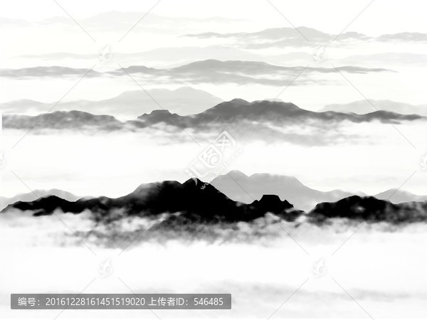水墨群山,合層