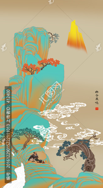 手繪,青綠山水畫