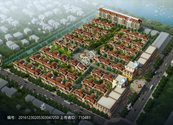鳥瞰綠植表現(xiàn)生態(tài)小區(qū)