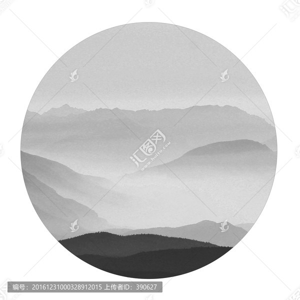 水墨山水裝飾畫,未分層