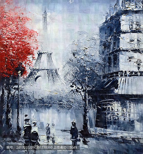 油画,巴黎街头