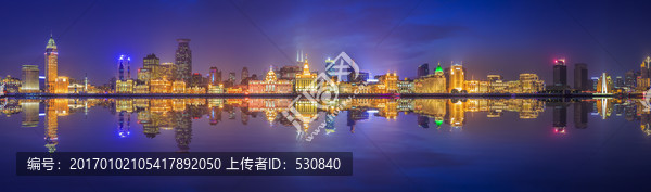 上海外滩风光夜景,全景大画幅