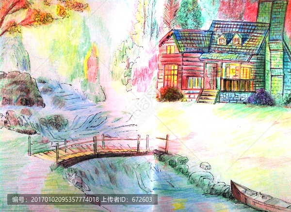 彩鉛畫風景