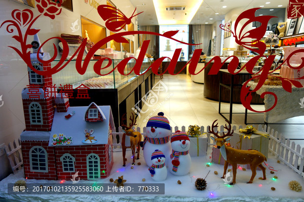 甜品店橱窗,圣诞装饰