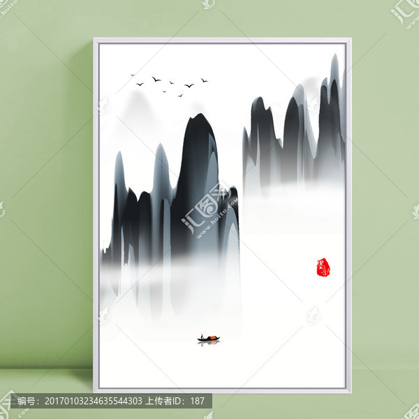 意境水墨山水,新中式水墨裝飾畫