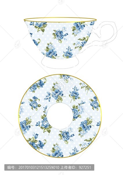 蓝色花朵,陶瓷花面设计