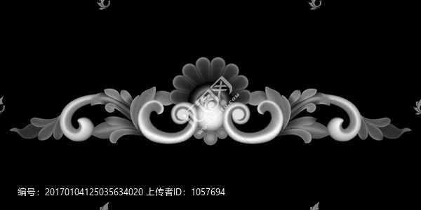 歐式洋花門(mén)花浮雕灰度圖