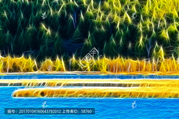 電腦畫,秋湖
