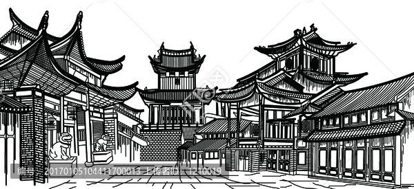 樓閣線稿