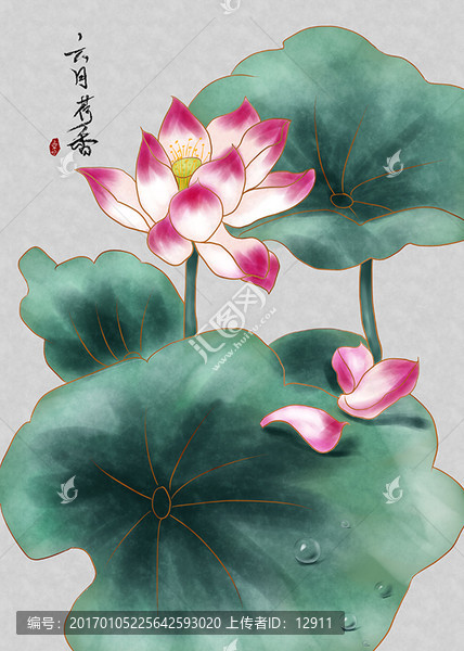 手繪荷花