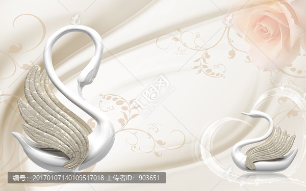 夢幻天鵝背景墻（tif分層）