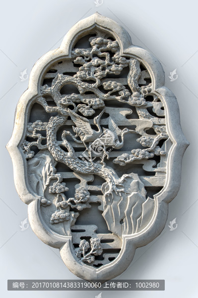 中式吉祥圖案磚雕,松鶴延年