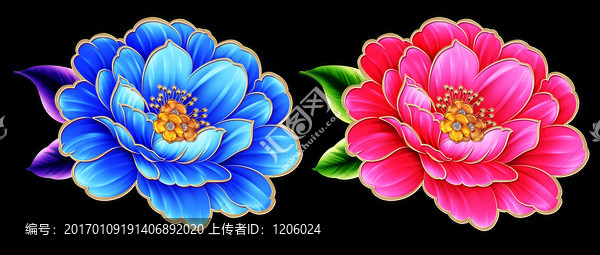 手繪牡丹花