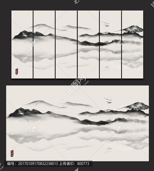 水墨山水裝飾畫(huà)