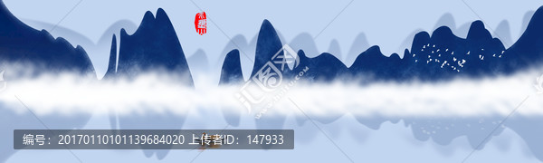 藍(lán)調(diào)山水畫