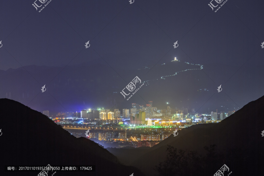 西山远眺北京城西城区夜景