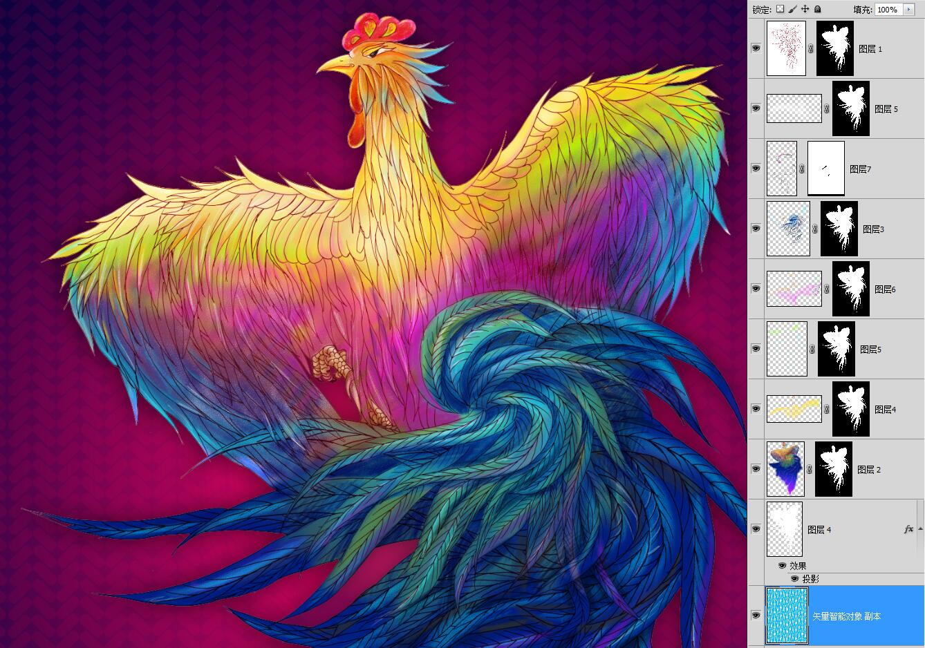 七彩鳳凰,七彩公雞超高清文件