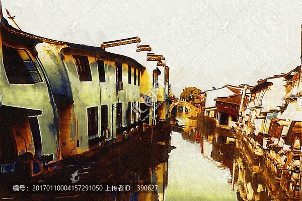 江南水鄉(xiāng),油畫,未分層