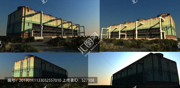 3D模型,建筑集裝箱工廠荒野