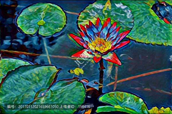 蓮花油畫