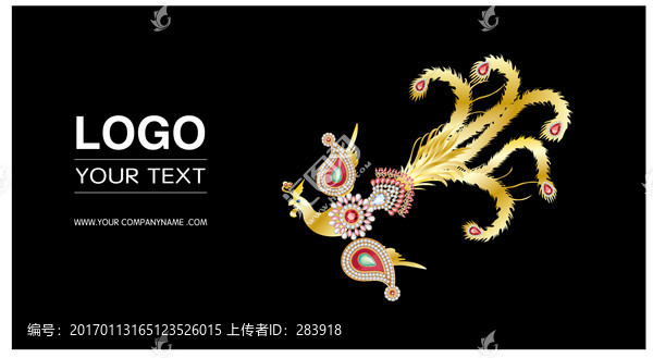 華麗寶石鑲嵌黃金鳳凰素材